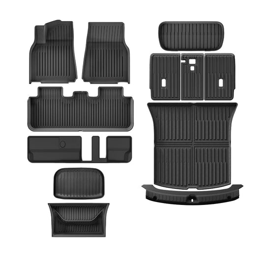 Tesla Model Y Juniper 7-Seat Floor Mats (2025-2027) - TPE Floor Mats (12PCS) Left-hand Drive