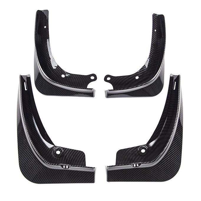 Mud Flaps Splash Guards (4 pcs) For Tesla Model 3/Y/S/X Glossy Carbon Fiber 2016-2023 Model 3