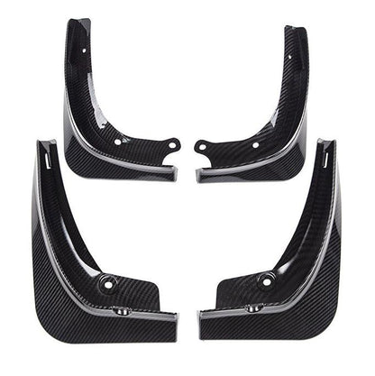 Mud Flaps Splash Guards (4 pcs) For Tesla Model 3/Y/S/X Glossy Carbon Fiber 2016-2023 Model 3