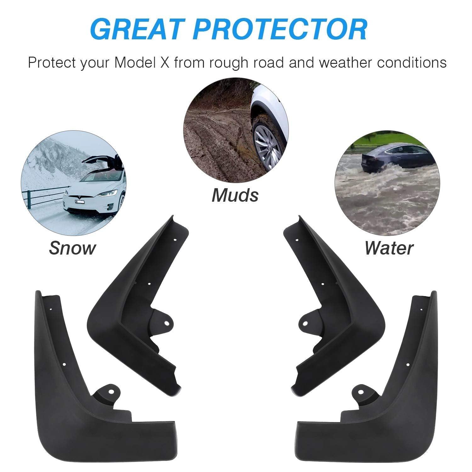 Mud Flaps Splash Guards For Tesla Model X (4 Pcs)