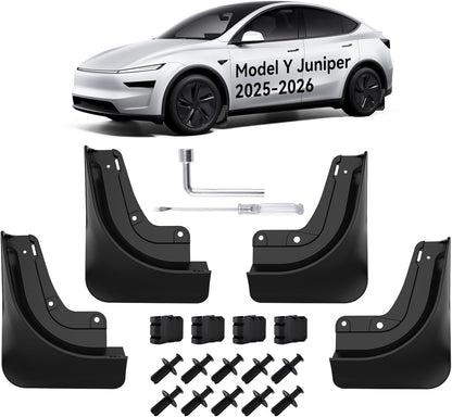 No-Drill Front & Rear Fender Mud Flaps for Tesla Model Y Juniper 2025+（4 PCS）