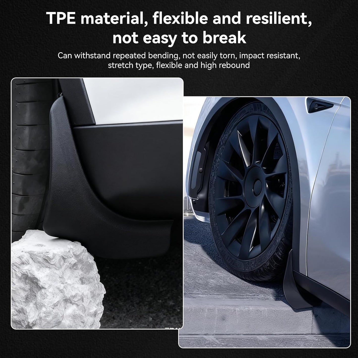 No-Drill Front & Rear Fender Mud Flaps for Tesla Model Y Juniper 2025+（4 PCS）