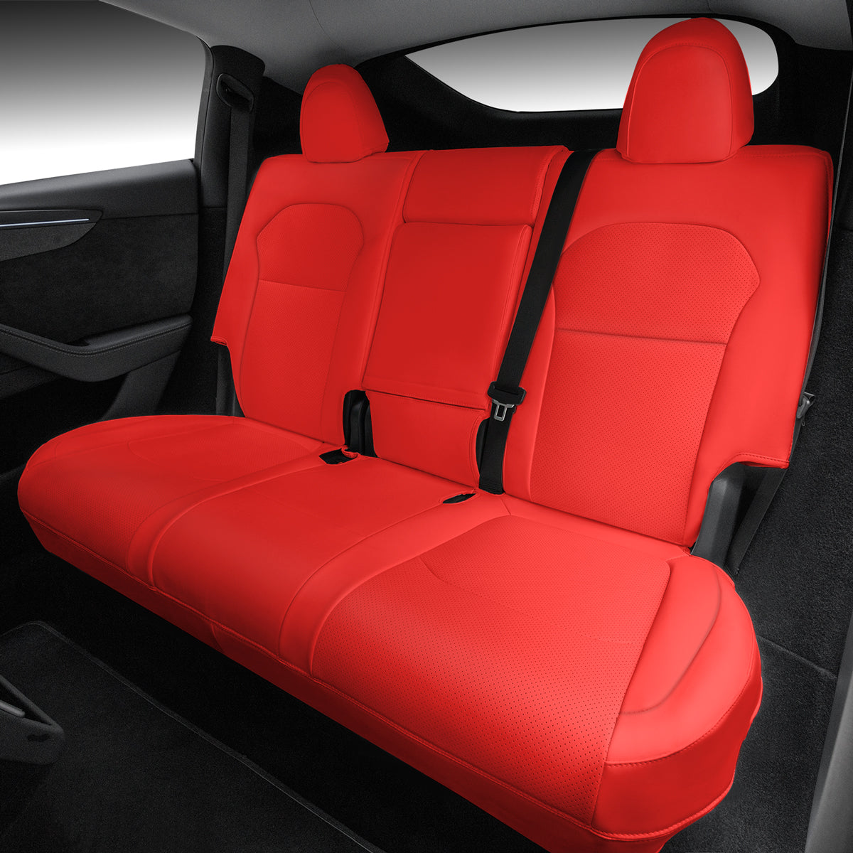 All-Inclusive Seat Cover for New Tesla Model Y Juniper 2025+ Red Rear Seats Only