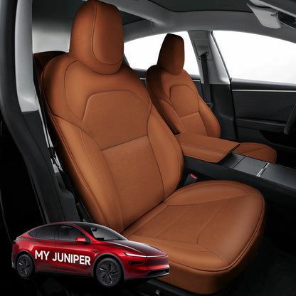 All-Inclusive Seat Cover for New Tesla Model Y Juniper 2025+ Standard Leather Yellow Full Set (Front & Rear Seats)