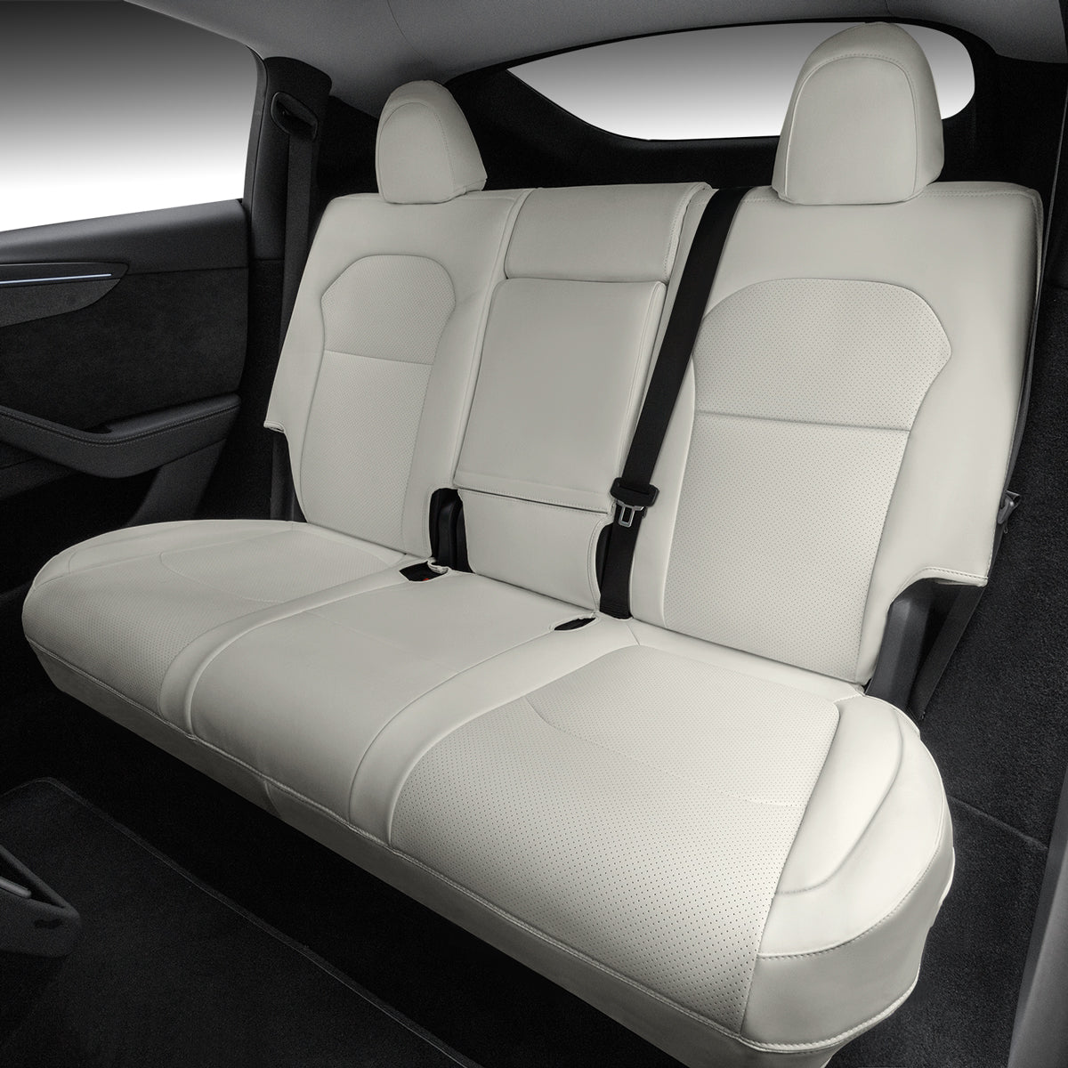 All-Inclusive Seat Cover for New Tesla Model Y Juniper 2025+ Standard Leather White Rear Seats Only