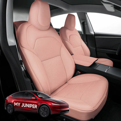 All-Inclusive Seat Cover for New Tesla Model Y Juniper 2025+ Standard Leather Ice Pink Full Set (Front & Rear Seats)