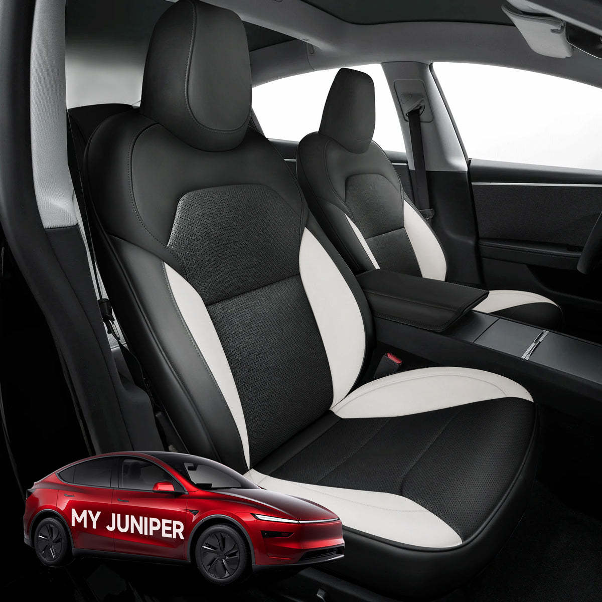 All-Inclusive Seat Cover for New Tesla Model Y Juniper 2025+ Black White