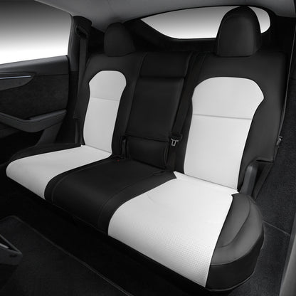 All-Inclusive Seat Cover for New Tesla Model Y Juniper 2025+ Black White Rear Seats Only