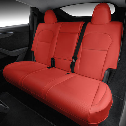 All-Inclusive Seat Cover for New Tesla Model Y Juniper 2025+ Nappa Leather Red Rear Seats Only
