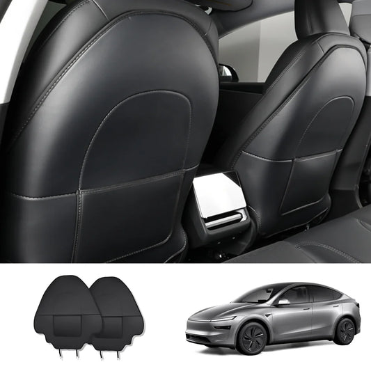 Nappa Leather Seat Back Kick Protector for Tesla Model Y Juniper 2025+ / Model 3 Highland 2024+ Single Pocket Model Y Juniper 2025+ 2-Piece Set