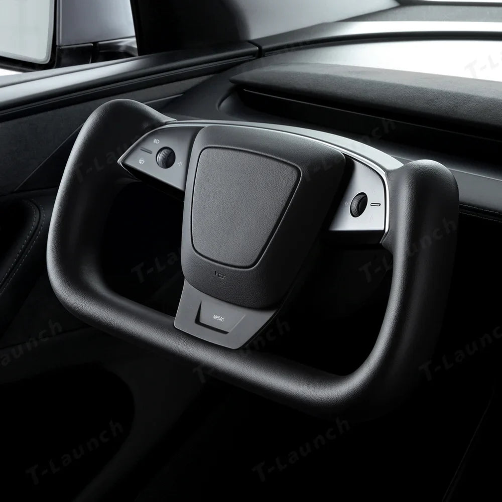 Premium Nappa Leather Yoke Steering Wheel for Tesla Model Y Juniper & Model 3 Highland– Inspired by Model S/X