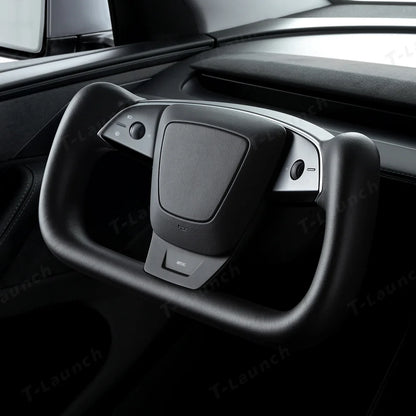 Premium Nappa Leather Yoke Steering Wheel for Tesla Model Y Juniper & Model 3 Highland– Inspired by Model S/X