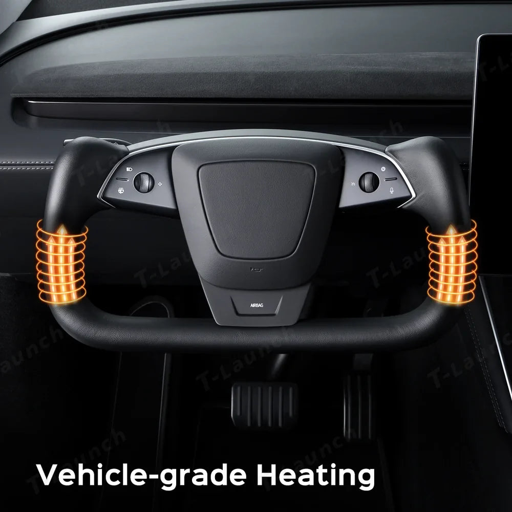 Premium Nappa Leather Yoke Steering Wheel for Tesla Model Y Juniper & Model 3 Highland– Inspired by Model S/X