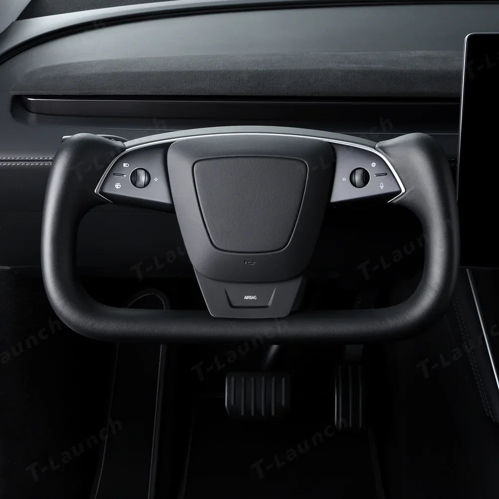 Premium Nappa Leather Yoke Steering Wheel for Tesla Model Y Juniper & Model 3 Highland– Inspired by Model S/X