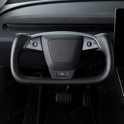 Premium Nappa Leather Yoke Steering Wheel for Tesla Model Y Juniper & Model 3 Highland– Inspired by Model S/X