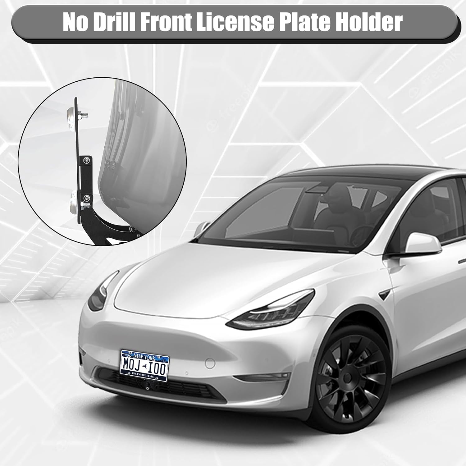 No Drill Anti-theft Front License Plate Holder For Tesla Model 3/Y