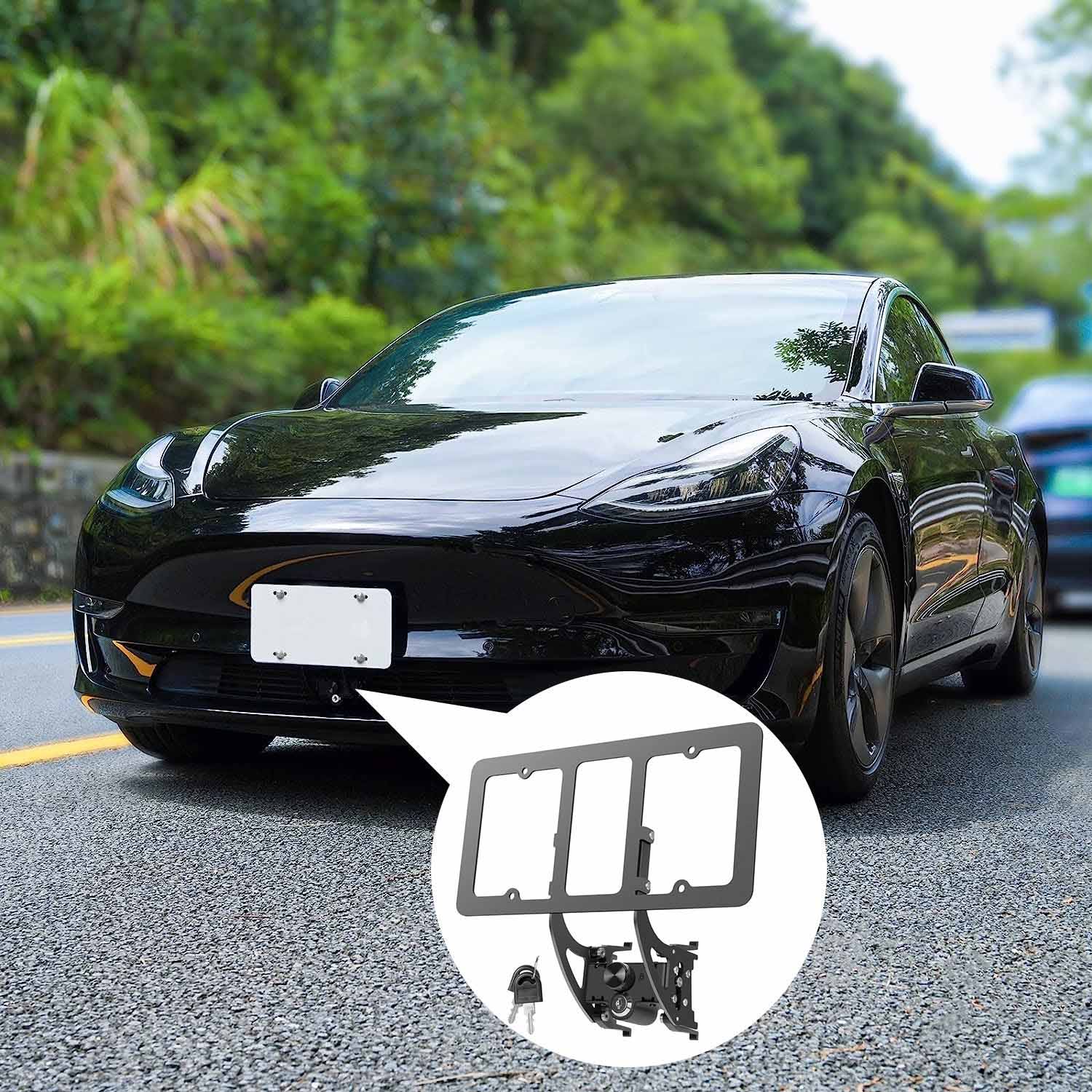 No Drill Anti-theft Front License Plate Holder For Tesla Model 3/Y