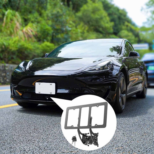 No Drill Anti-theft Front License Plate Holder For Tesla Model 3/Y