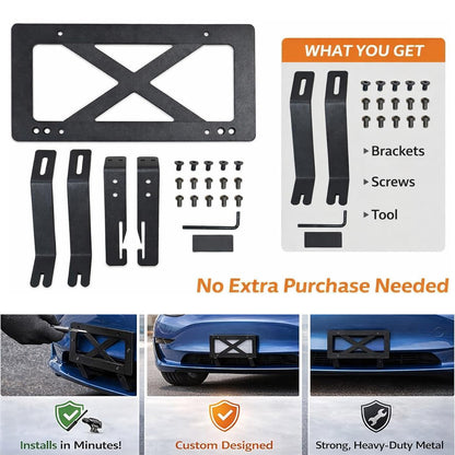No Drill Front License Plate Mount for Tesla Model Y/3/S/X