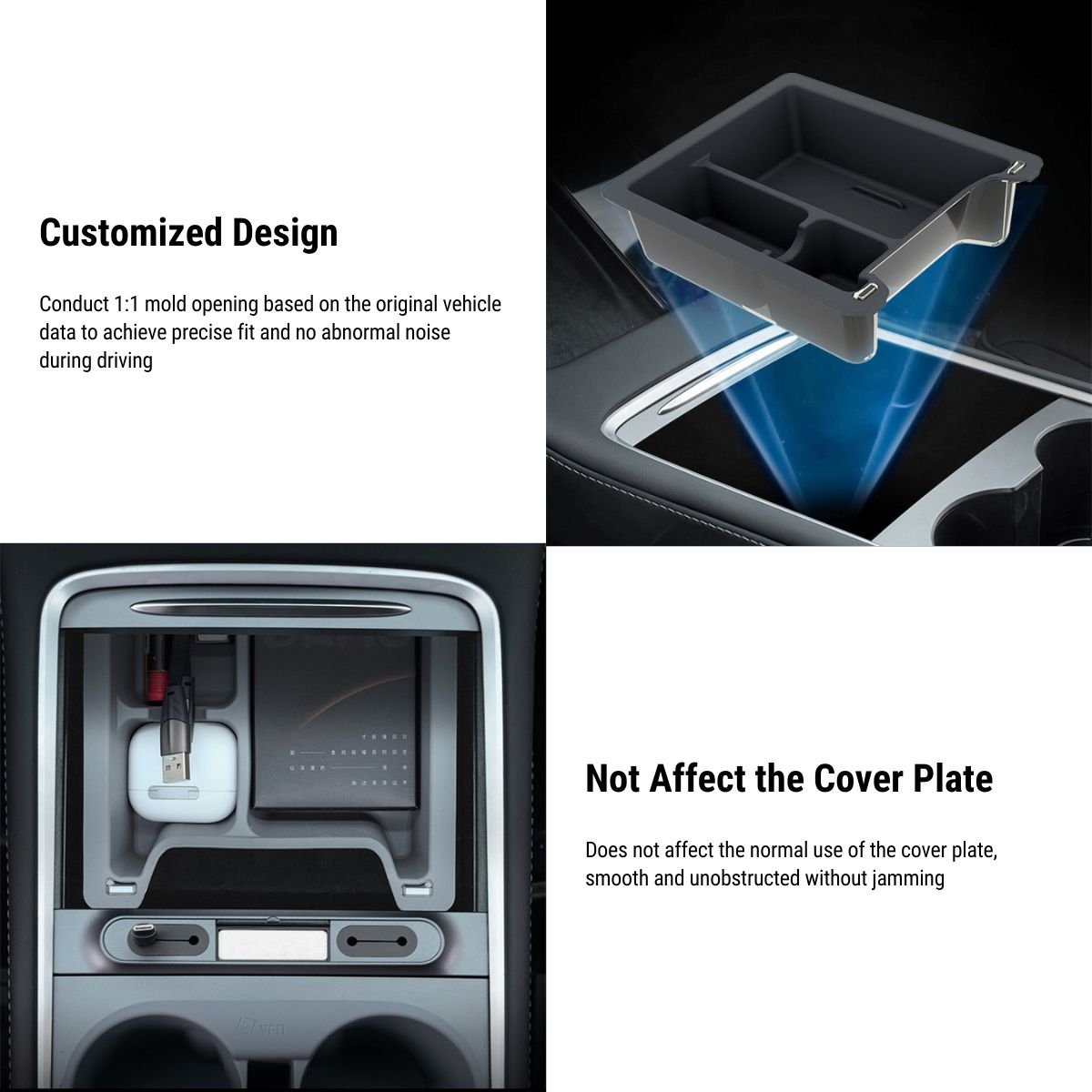 Premium Center Console Tray for Tesla Model 3 /Y 2021-2023