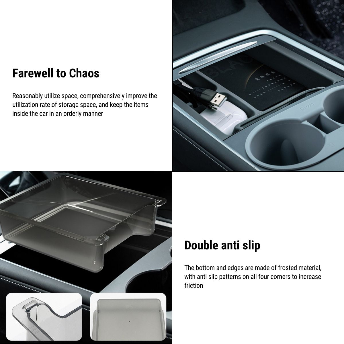 Premium Center Console Tray for Tesla Model 3 /Y 2021-2023