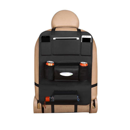 Premium Leather Car Seat Back Organizer for Tesla Model S/3/X/Y Black