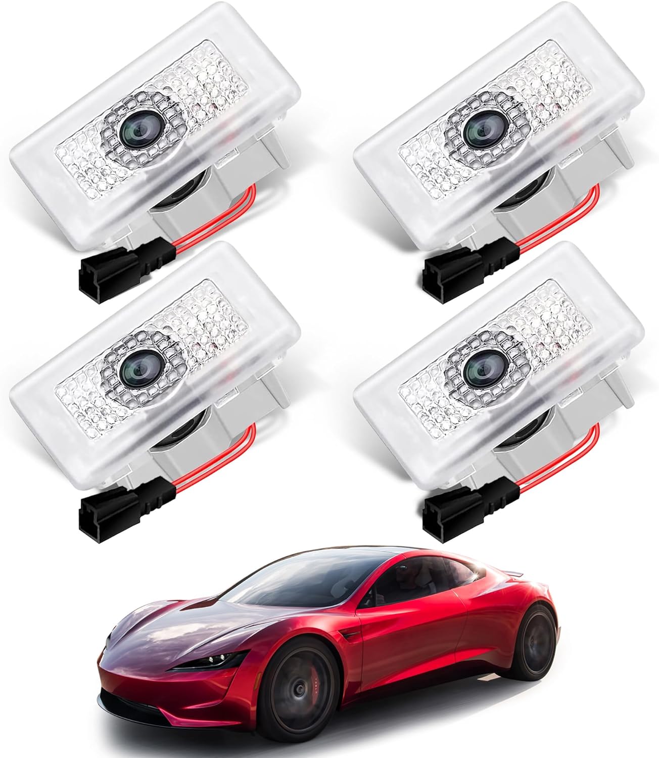 Puddle Lights Projector Door Lights 4pcs For Tesla Model Y/3/X/S 4 Pack White