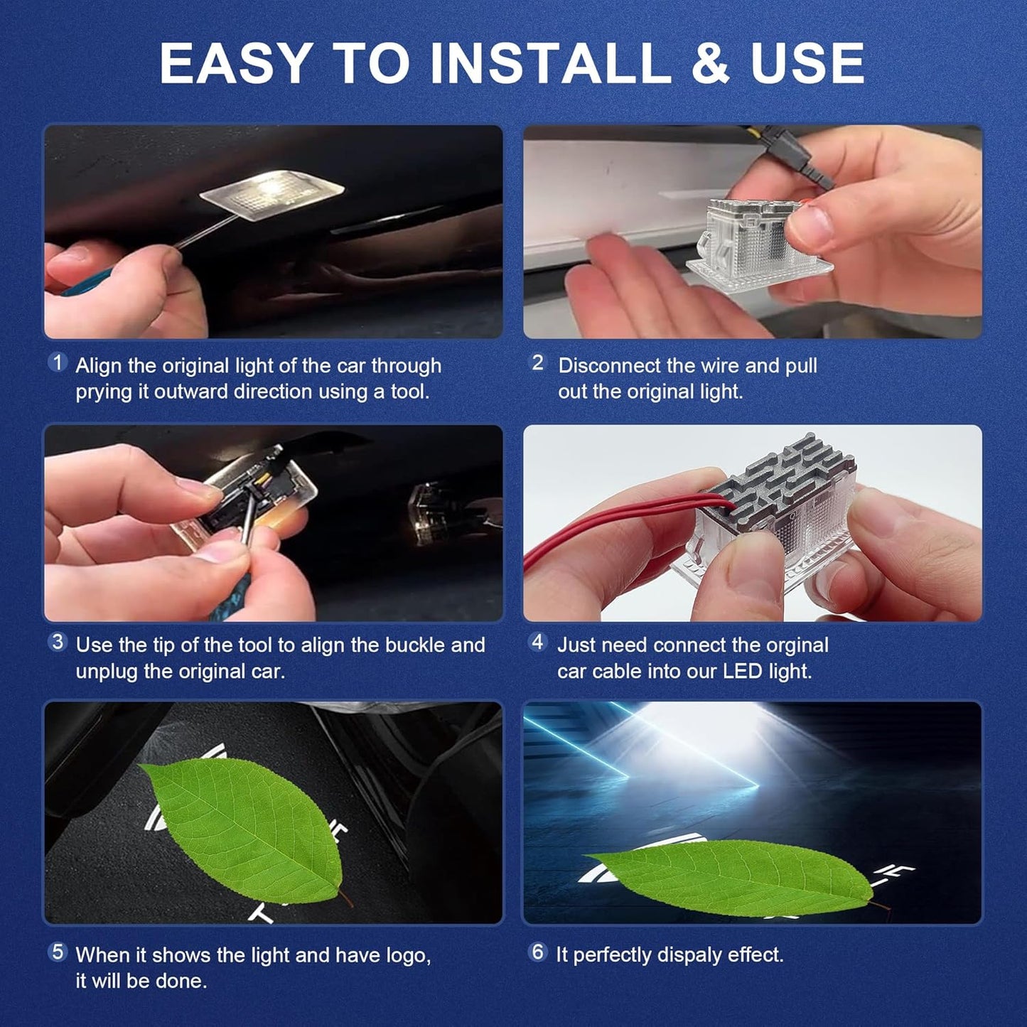 Puddle Lights Projector Door Lights 4pcs For Tesla Model Y/3/X/S