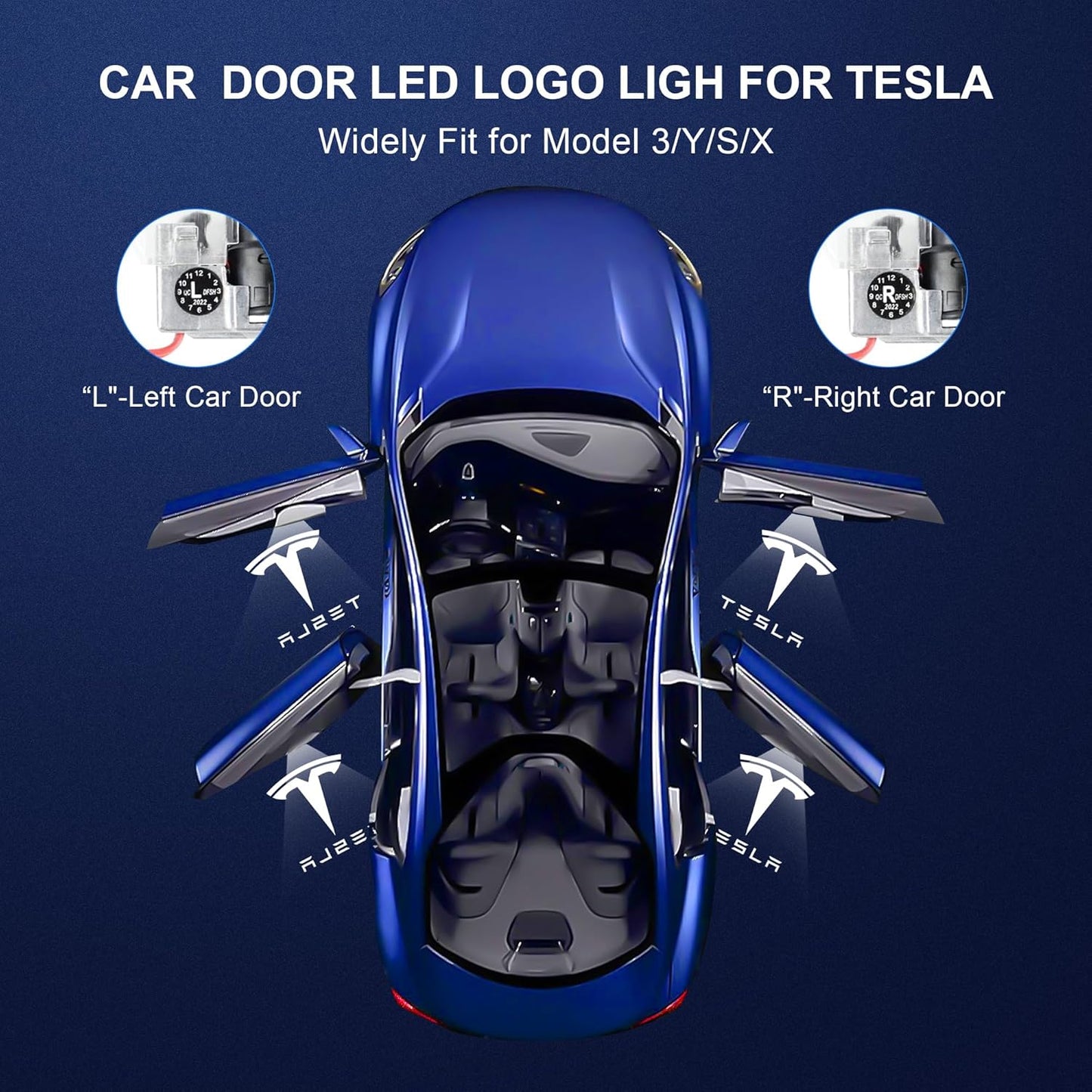 Puddle Lights Projector Door Lights 4pcs For Tesla Model Y/3/X/S