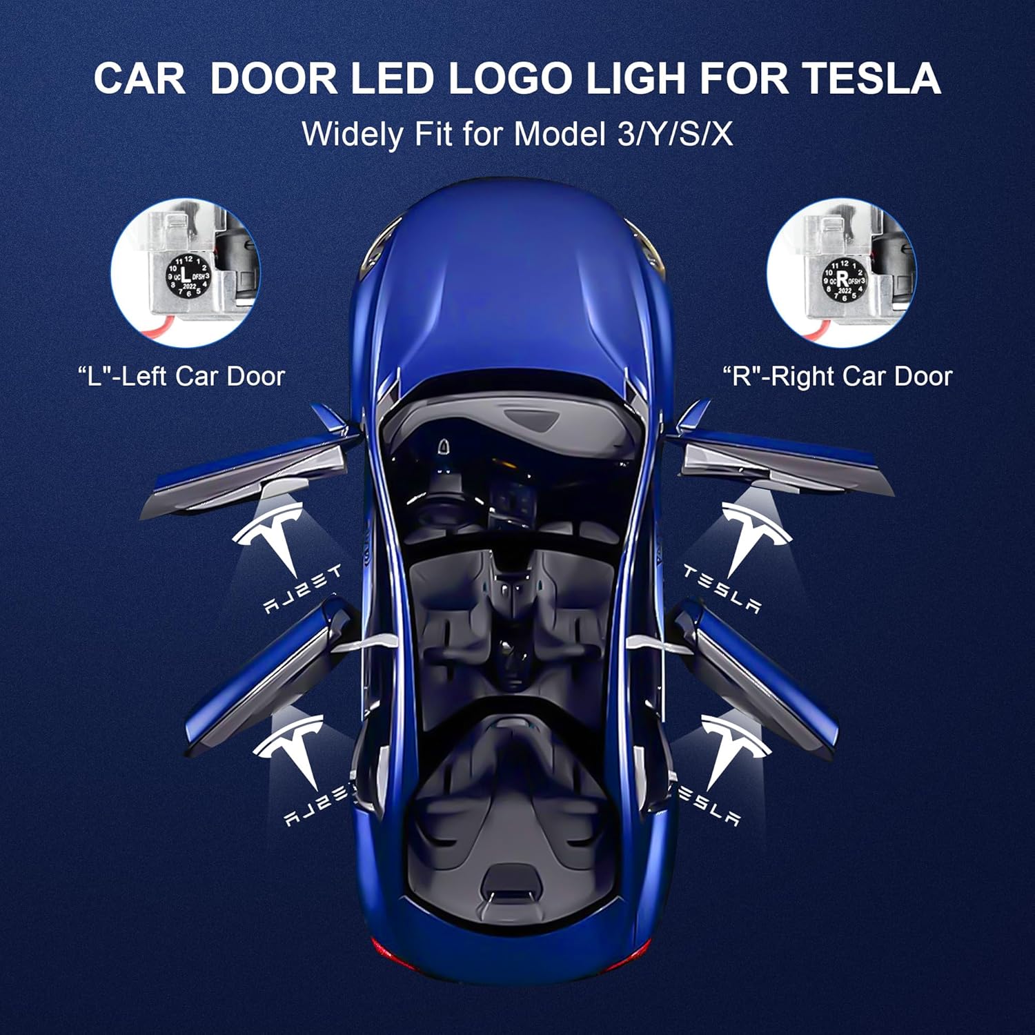 Puddle Lights Projector Door Lights 4pcs For Tesla Model Y/3/X/S