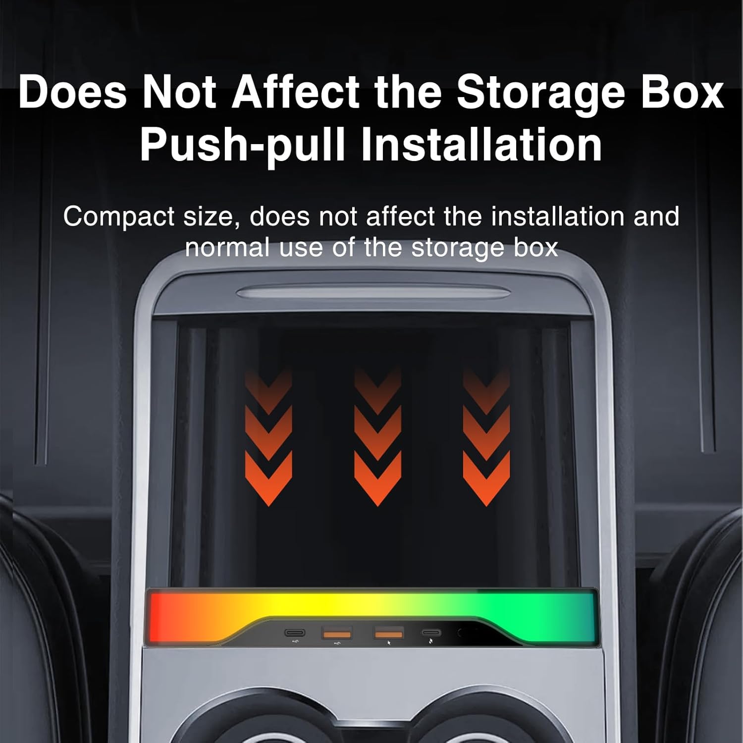 Center Console RGB USB Hub with Ambient Lighting for Model 3/Y