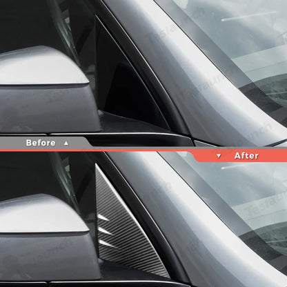[Real Carbon Fiber] A-Pillar Triangle Window Cover Trim for Tesla Model Y Juniper 2025+