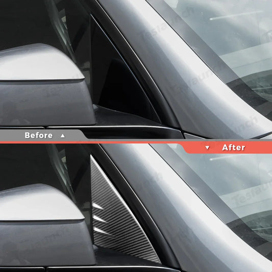 [Real Carbon Fiber] A-Pillar Triangle Window Cover Trim for Tesla Model Y Juniper 2025+