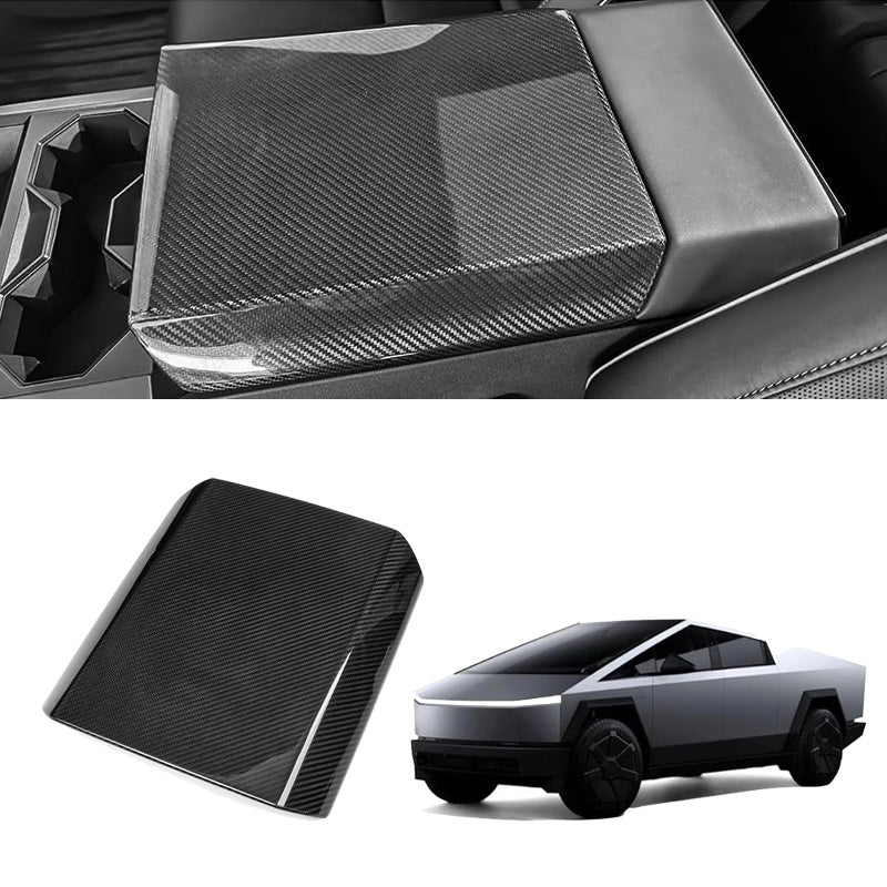 [Real Carbon Fiber] Center Console Armrest Cover for Cybertruck Glossy Carbon Fiber