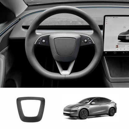 [Real Carbon Fiber] Steering Wheel Airbag Center Trim Cover for Tesla Model Y Juniper 2025+ Matte Carbon Fiber