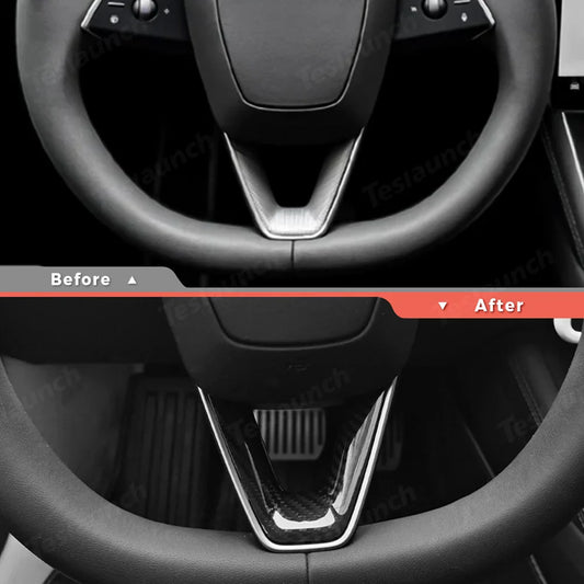 [Real Carbon Fiber] Steering Wheel V-Cover For Tesla 2024+ Model 3 Highland