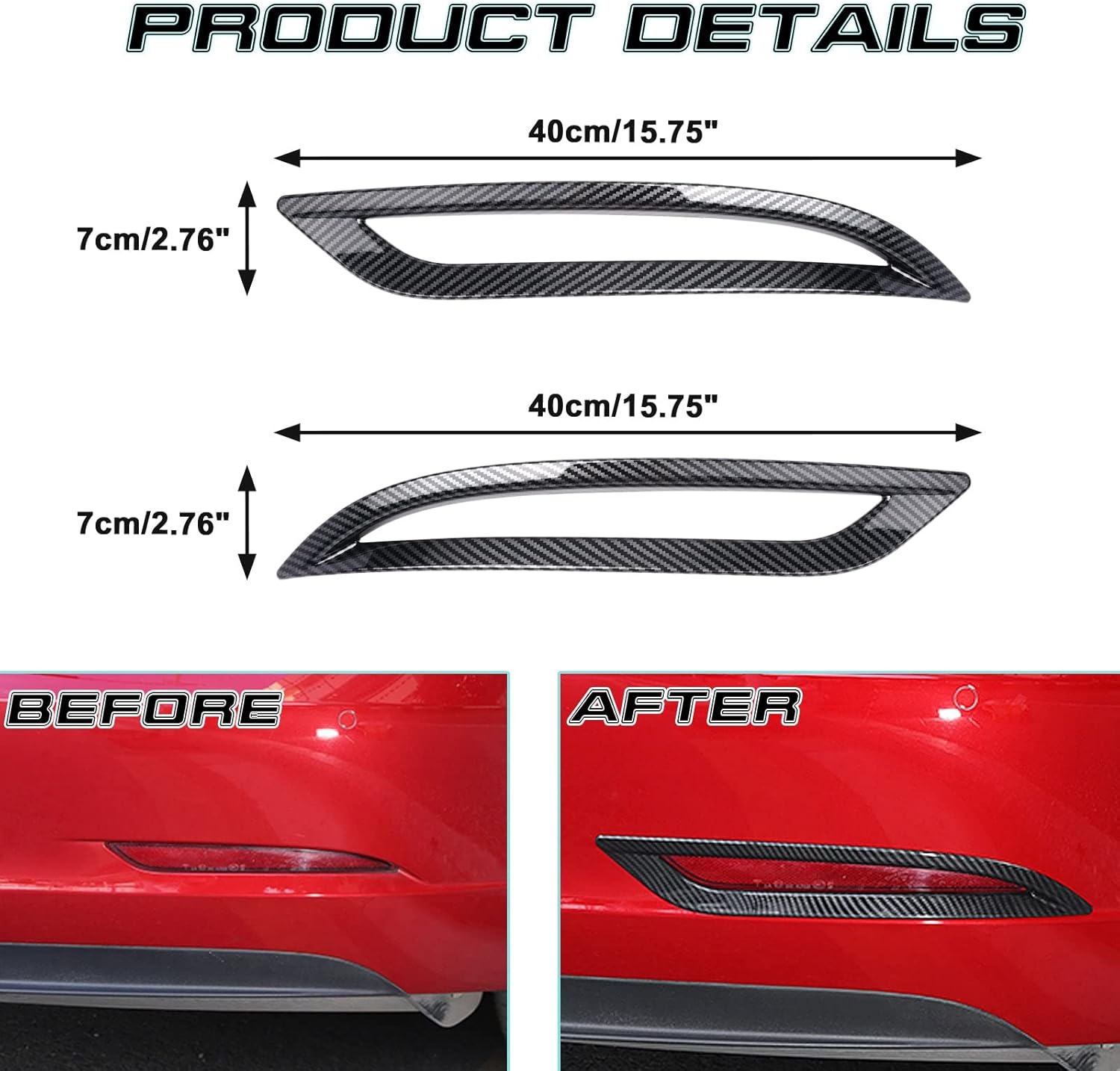 Rear Fog Lights Lamps Cover For Model 3/Y