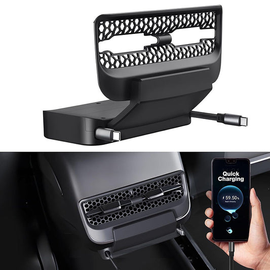Air Vent 27W Fast Charger Rear USB Charger Hub for Tesla Model 3/Y(2021-2024)