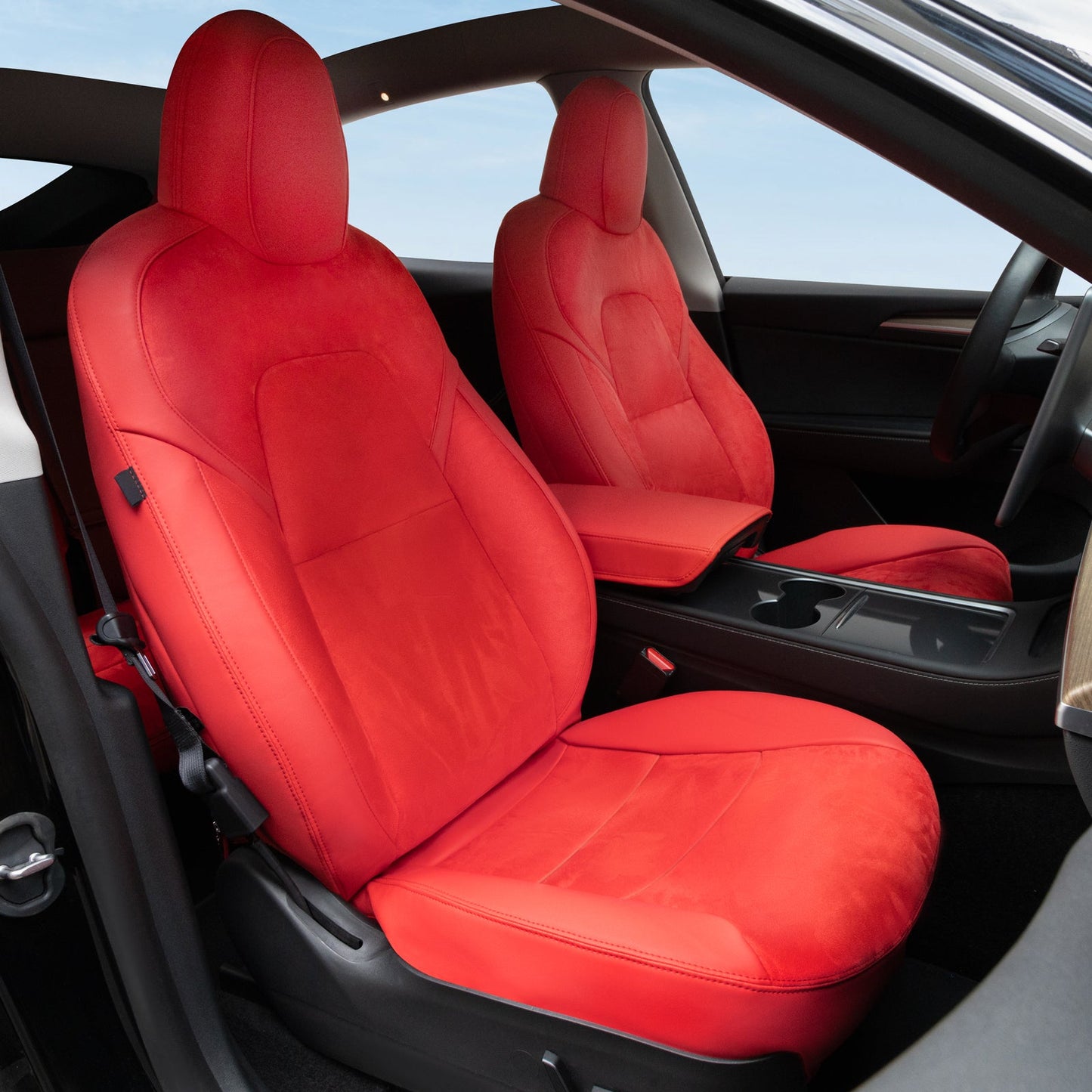 All-Inclusive 2024+ Tesla Model 3 Highland Seat Cover Suede Red