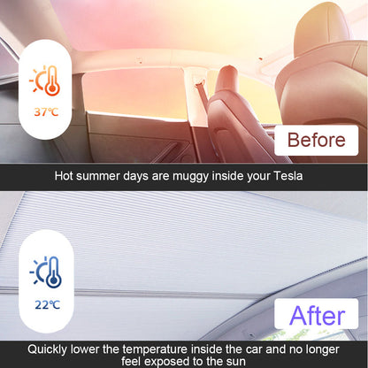 Retractable Sunshade Glass Roof Sunshade For Tesla Model 3 Y