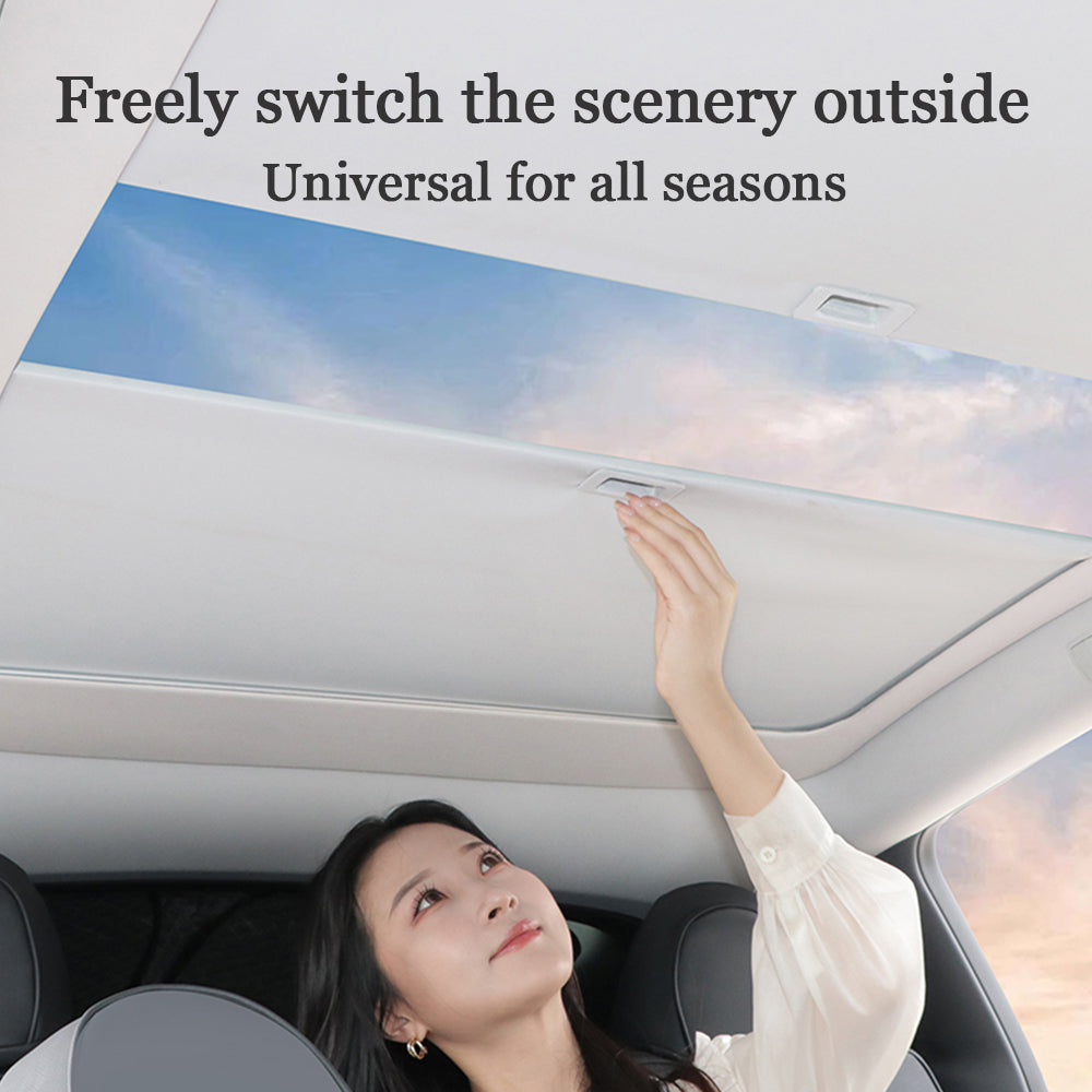 Retractable Sunshade Glass Roof Sunshade with Roll Fabric Style For Tesla Model Y