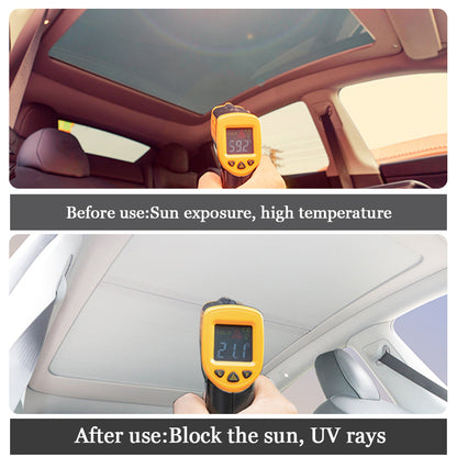 Retractable Sunshade Glass Roof Sunshade with Roll Fabric Style For Tesla Model Y