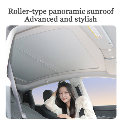 Retractable Sunshade Glass Roof Sunshade with Roll Fabric Style For Tesla Model Y