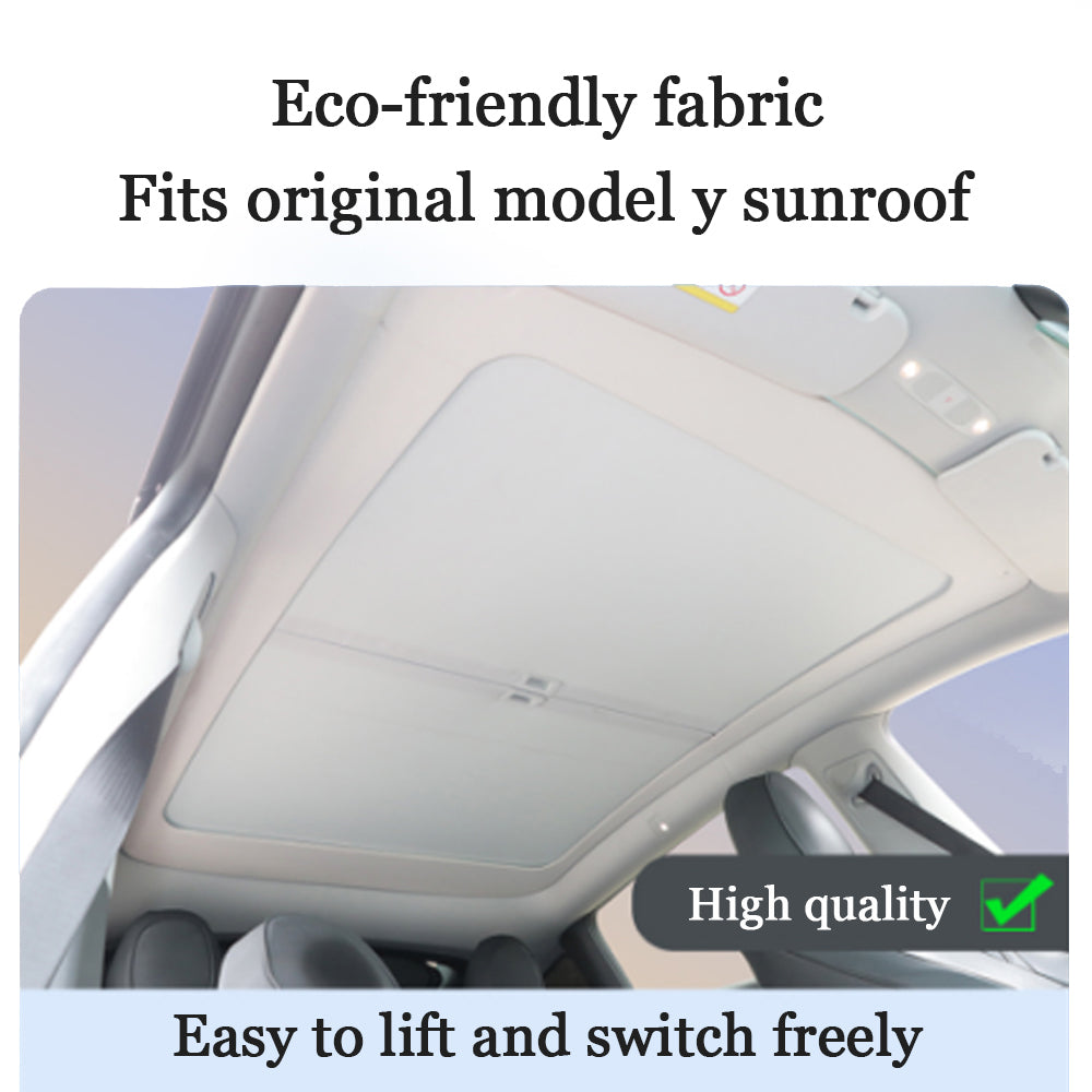Retractable Sunshade Glass Roof Sunshade with Roll Fabric Style For Tesla Model Y