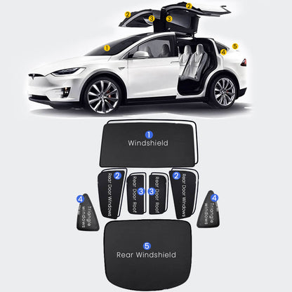 Roof Glass Sunshades for Tesla Model X Accessories Full Set (8 Pcs)