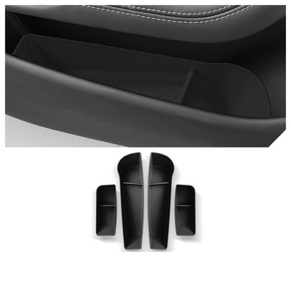TPE Side Door Storage Box for Tesla Model Y/S/X/Model 3 Highland Model S 2023+ Front & Rear (4 Pcs) Black