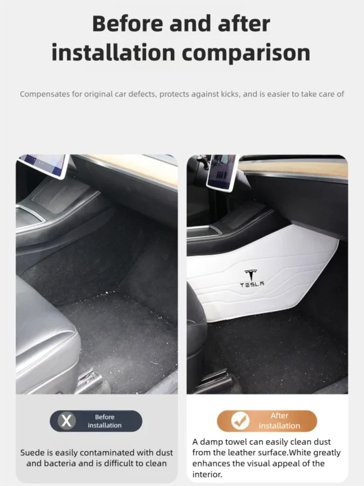 Premium Napa Leather Console Side Protection Pads for Tesla Model Y/3