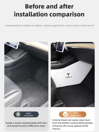 Premium Napa Leather Console Side Protection Pads for Tesla Model Y/3