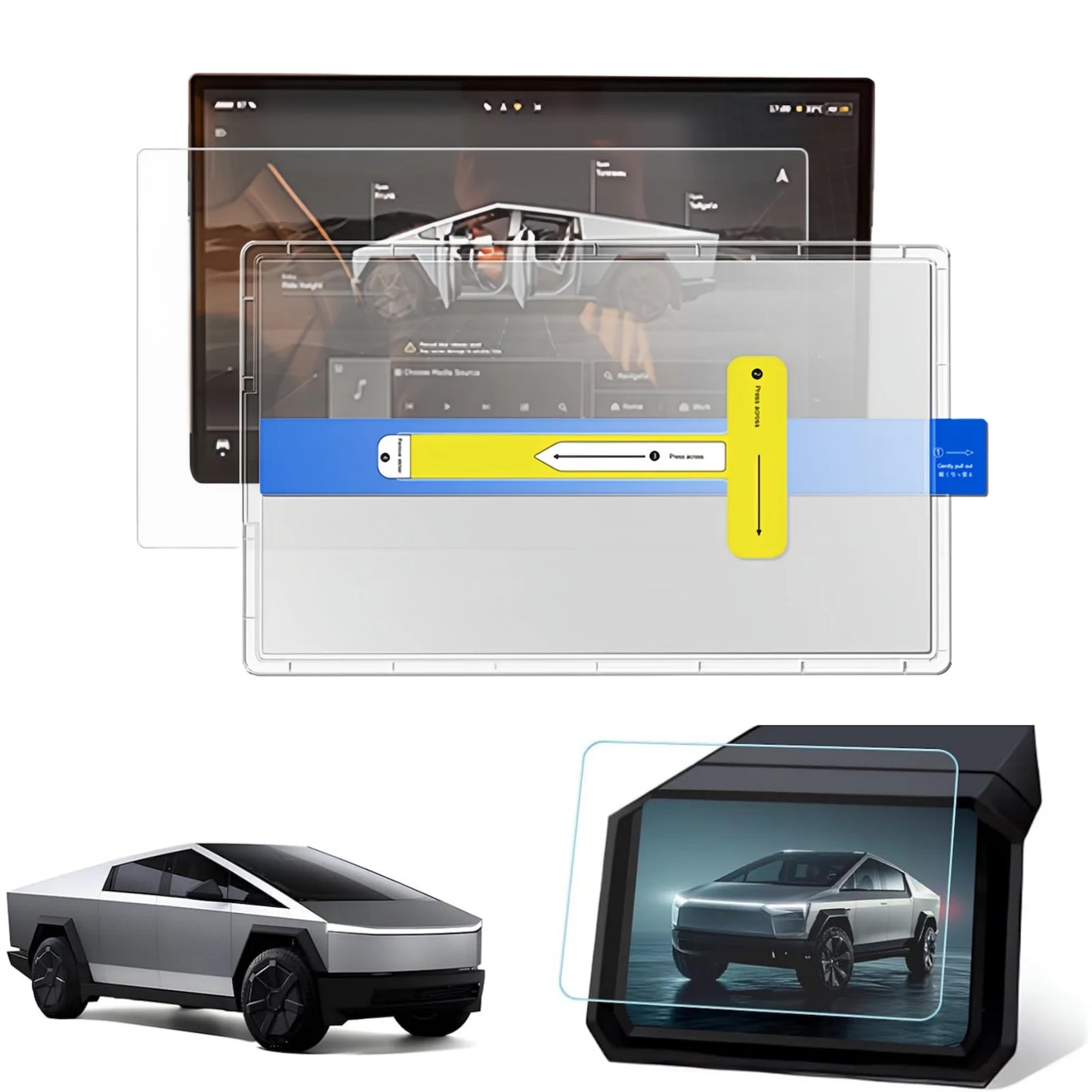 2Pcs Anti Glare Fingerprint Screen Protector For Tesla Cybertruck