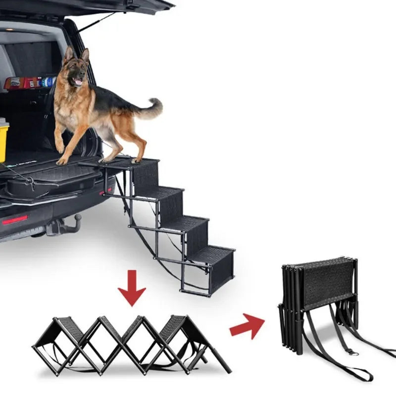 Portable Folding 4 Steps Dog Ramps for EV Car SUV Truck Dog Stair